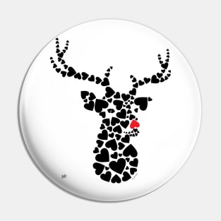 Deer Graphic Hearts Wild Animal Cool Winter Pin