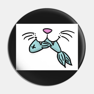 Cat Mouth With Fish (White) Pin