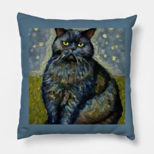 Cat Portrait in the style of Van Gogh Pillow