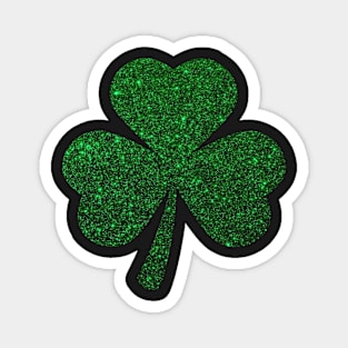 St Patricks Day, Deep Green Faux Glitter 3 Leaf Clover Magnet