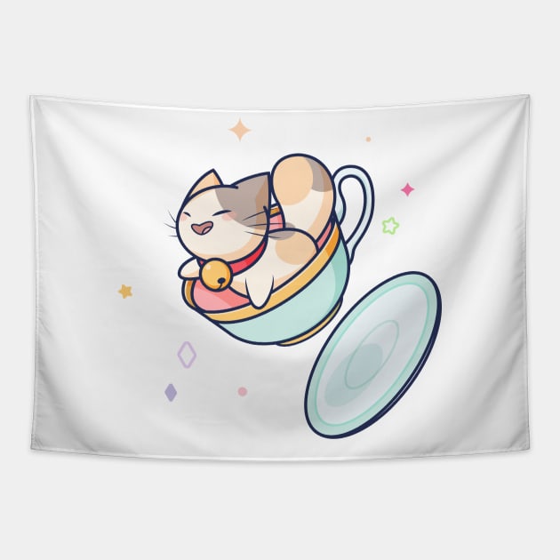 Teacup Cat Tapestry by Everything A Cat