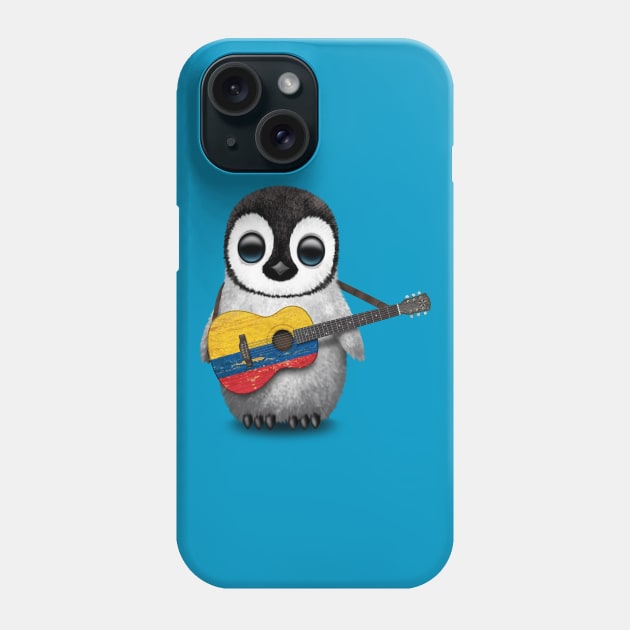 Baby Penguin Playing Colombian Flag Guitar Phone Case by jeffbartels