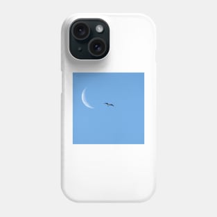 Crescent moon and a seagull Phone Case