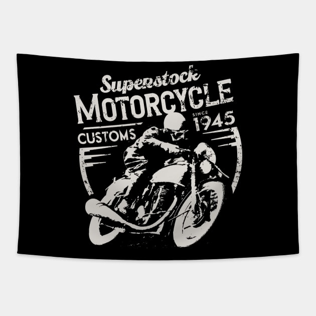 Vintage Superstock Motorcycle Customs Tapestry by SilverfireDesign