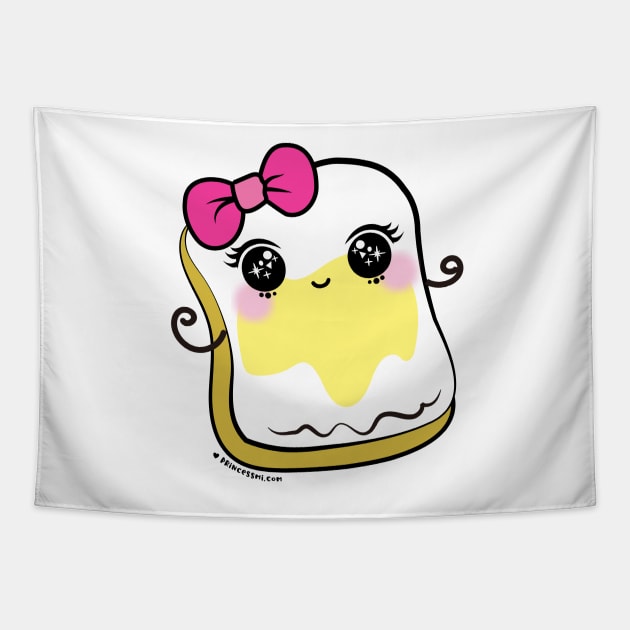 bread and butter cartoon, cute kawaii illustration Tapestry by princessmi-com