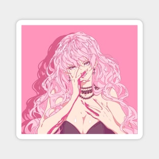 The cute vampire girl with pink hair (pink background) Magnet