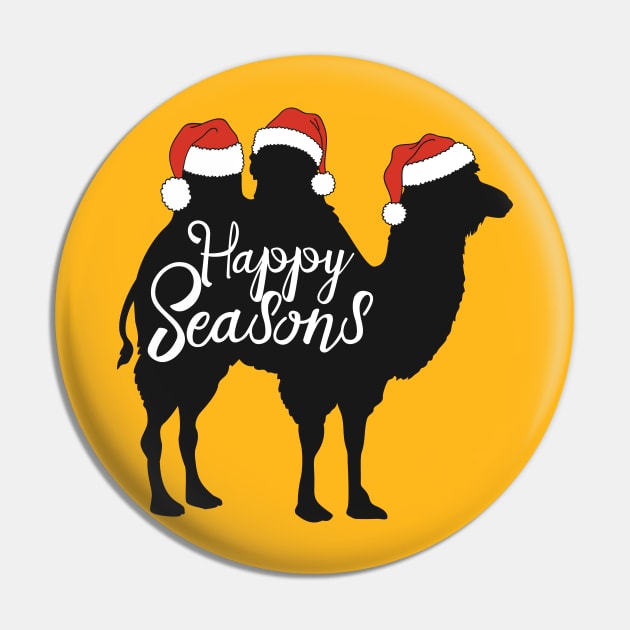 Happy Seasons - Bactrian Camel With Santa Claus Hats 1 Pin by EDDArt