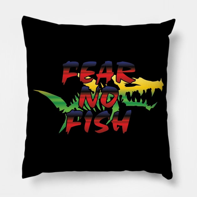 Fear no fish Pillow by Fisherbum