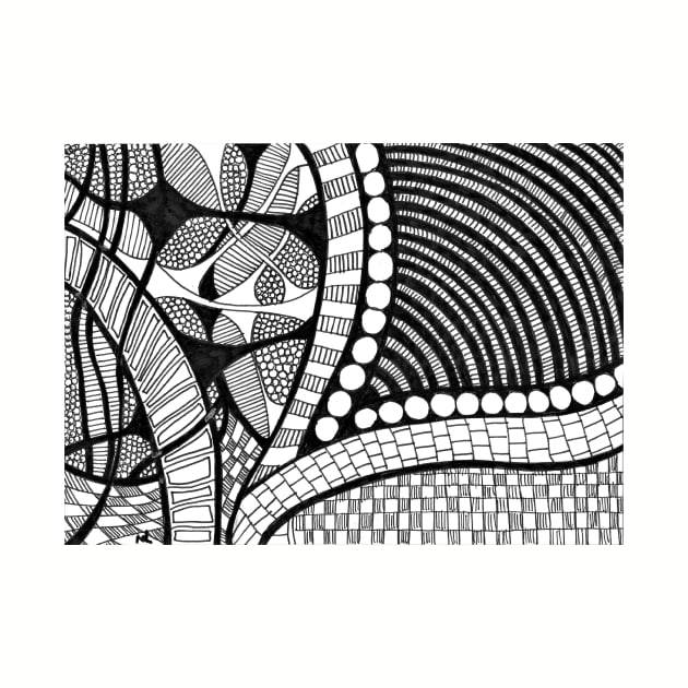 Abstract black and white Coloring page inspired by zentangle 3 by Nathalodi