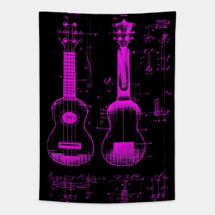 Neon Pink Ukulele Da Vinci Blueprint Tapestry