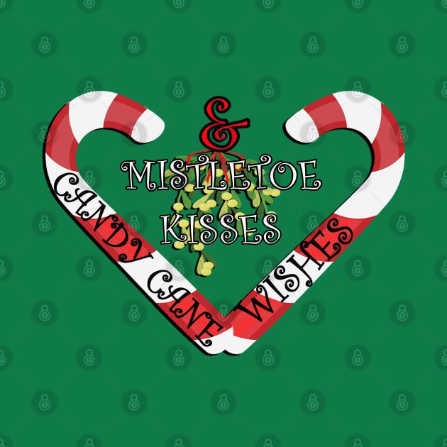 Christmas Print, CANDY CANE WISHES & MISTLETOE KISSES, Gift Products by tamdevo1