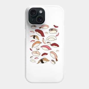 A Bunch of Sushi Drawings: Tuna, Salmon, Scallops, shrimp, eel, and Phone Case