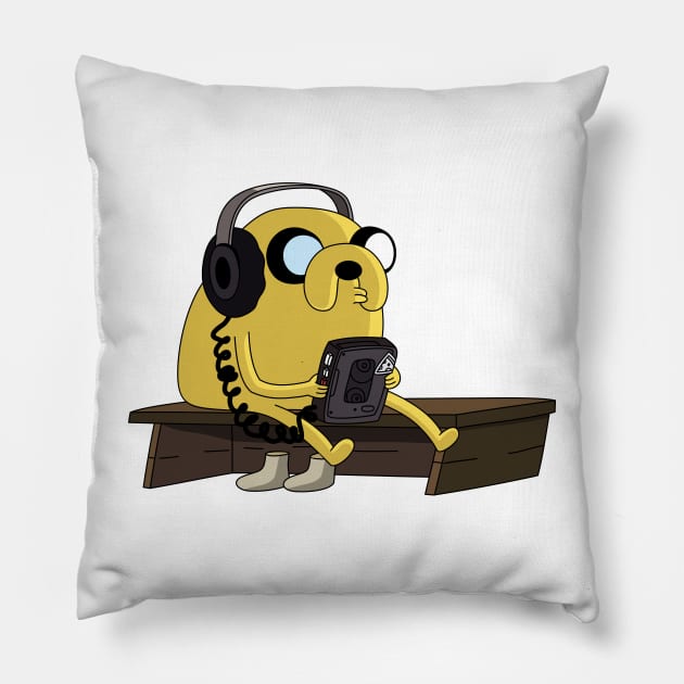 jake the dog listening music Pillow by small alley co