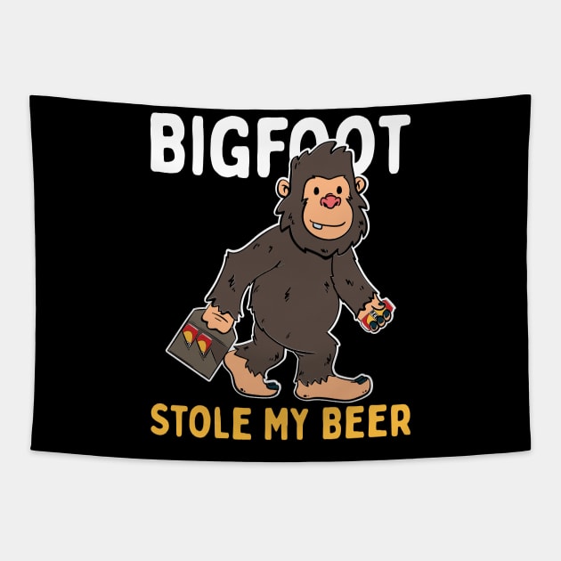 Bigfoot Stole My Beer Tapestry by maxcode