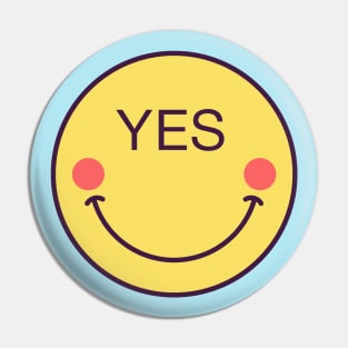 Emoji face icon with phrase Yes Pin