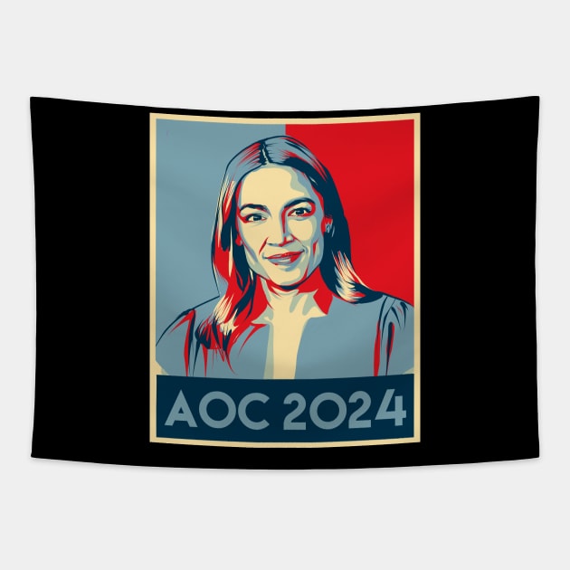 alexandria ocasio cortez, aoc 2024 (hope poster remake) Tapestry by acatalepsys 