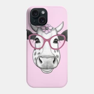 Smiling cow with glasses Phone Case