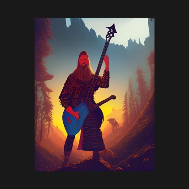 Viking with Guitar 2 by GrafDot
