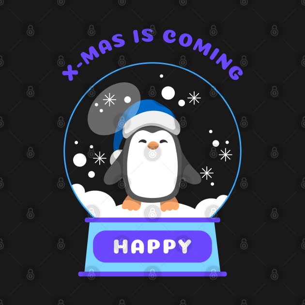 Xmas Is Coming Happy Penguin (Blue) by GideonStore