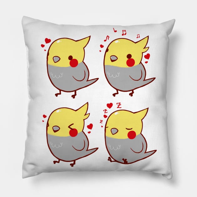 Cockatiel Lovelies Pillow by Shemii