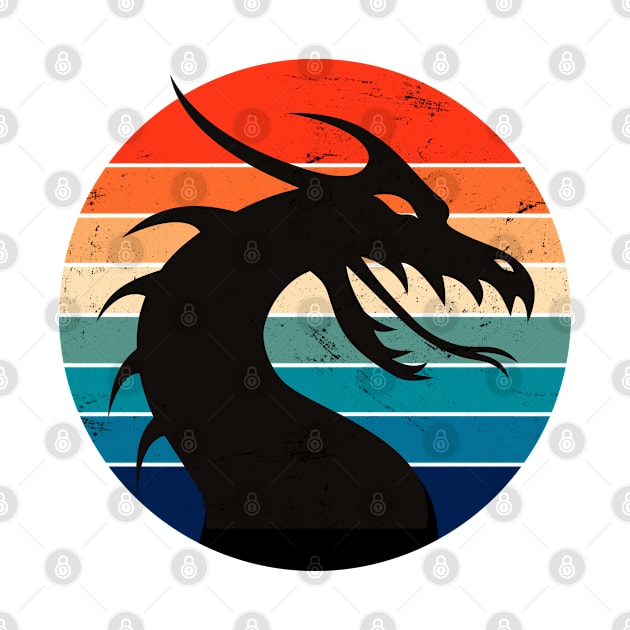 Chinese Dragon Silhouette Retro Sunset by ShopBuzz