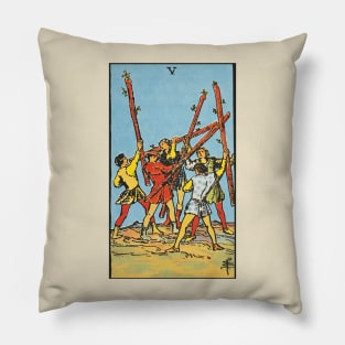 Five of wands tarot card Pillow