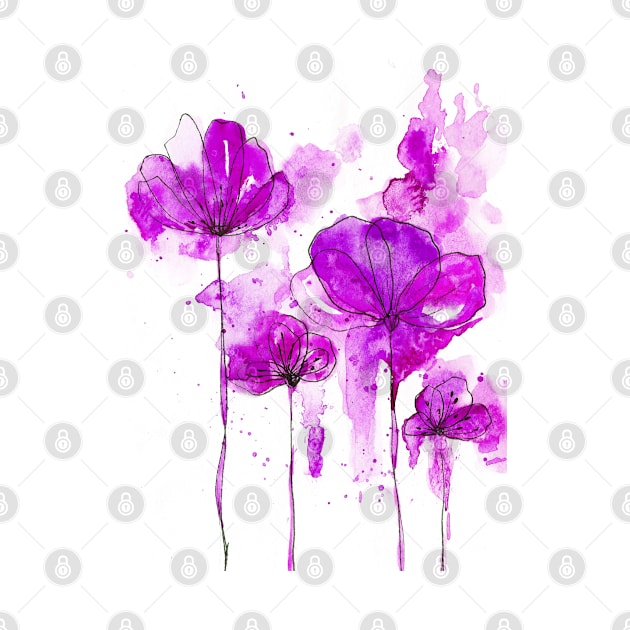 Abstract watercolor flowers by Katarinastudioshop