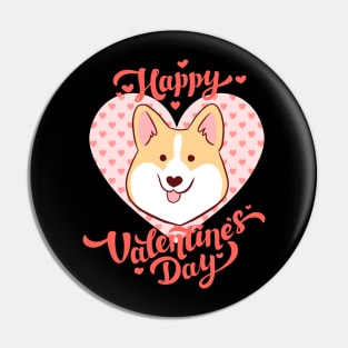 Happy valentines day cute corgi dog Pin