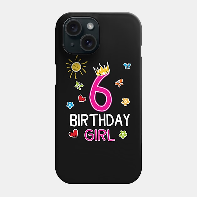 Kids 6th Birthday Girl Crown Princess Phone Case by printedartings