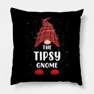 Tipsy Gnome Red Buffalo Plaid Christmas Pajama Matching Family Pillow