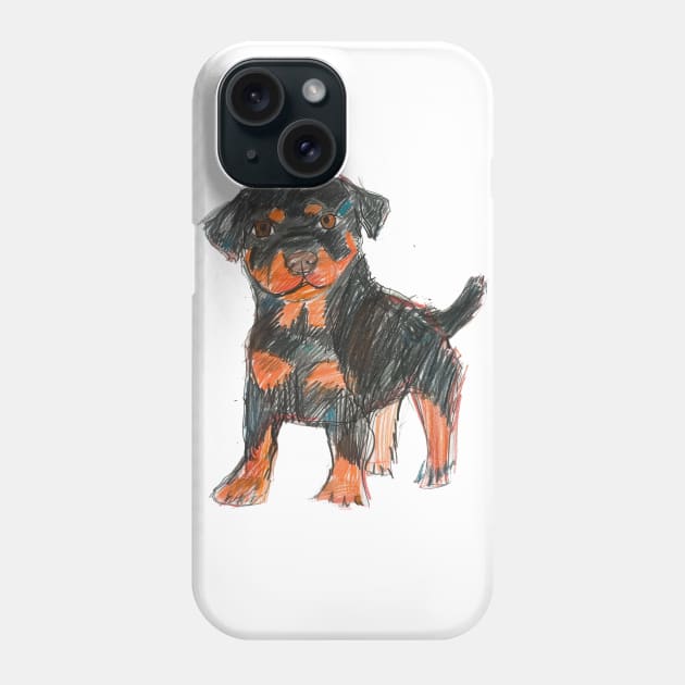 Cute Kids Drawing Style Rotweiler Dog for Rottweiler Lovers Gift Phone Case by VeryBadDrawings