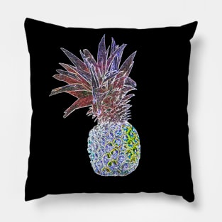 Pineapple sparkly neon design on black Pillow