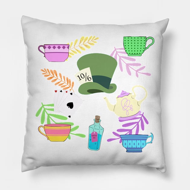 Wonderland Pattern Pillow by Mint-Rose