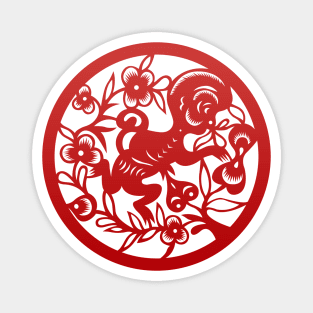 Chinese Zodiac Monkey in Red Magnet