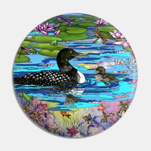 Loons and Lillies Pin