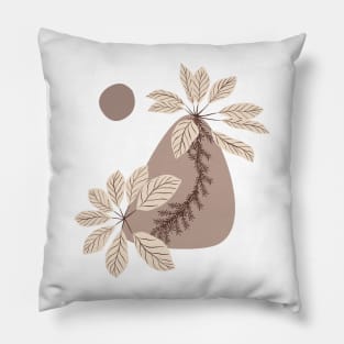 Modern Minimal Boho Abstract Shapes Flowers Plants Warm Tones  Design Pillow