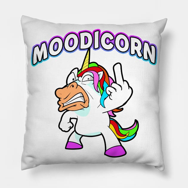 Moodicorn Angry Unicorn Pillow by Shawnsonart