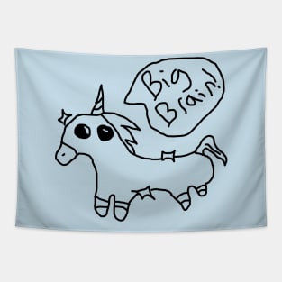 Big brain unicorn (black) Tapestry