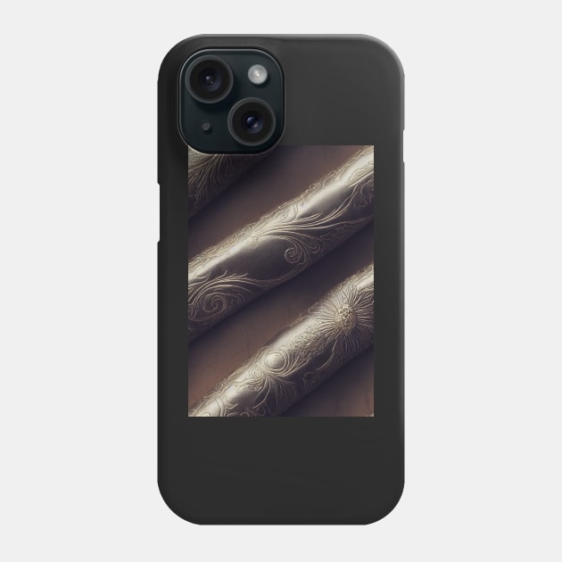 Dark Brown Ornamental Leather Stripes, natural and ecological leather print #42 Phone Case by Endless-Designs