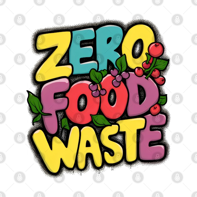 Zero Food Waste Colorful Lettering by Xiaoxiao Art