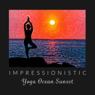 Yoga Ocean Sunset Impressionism T-Shirt