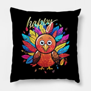 Cute Turkey Thanksgiving Vintage Splash Pillow