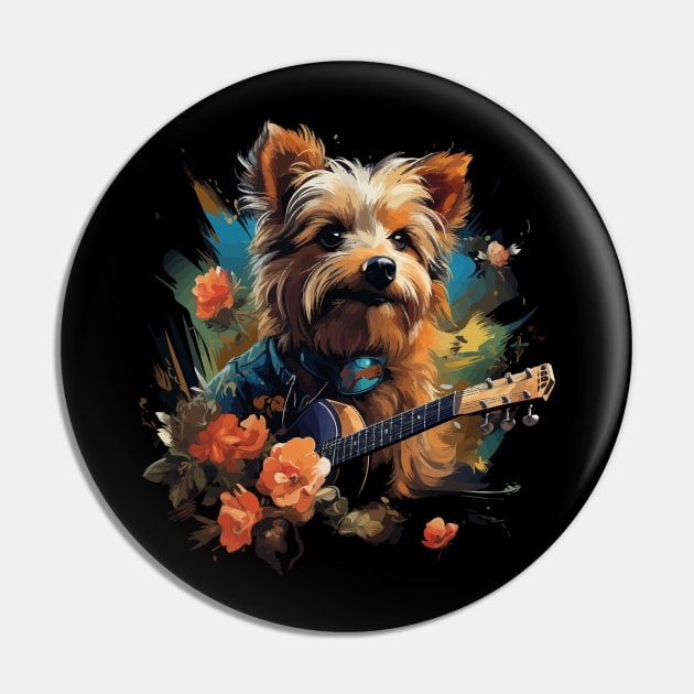 Australian Terrier Playing Guitar Pin by JH Mart