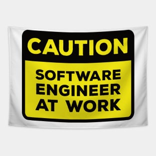 Funny Yellow Road Sign - Caution Software Engineer at Work Tapestry