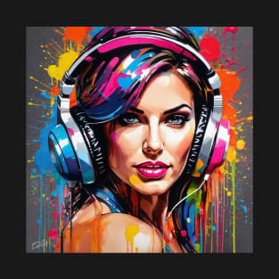 Beautiful Woman with Headphones T-Shirt