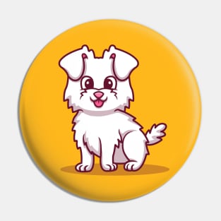 Cute Dog Sitting Cartoon Illustration Pin