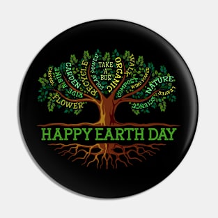 Happy Earth Day Tree Drawing Illustration Pin