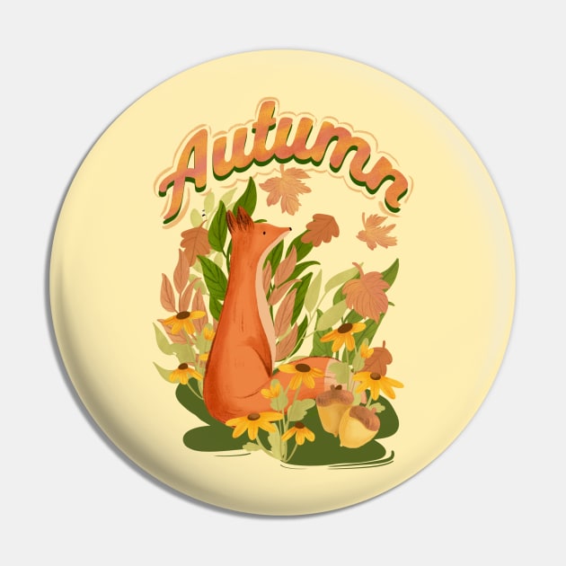 Red Fox And Falling Leaves In The Forest Pin by i am Cuta