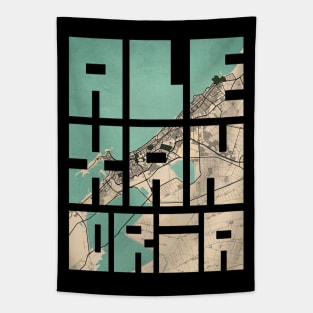 Alexandria, Egypt City Map Typography - Vintage Tapestry