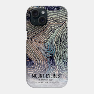 Mount Everest Topographic Map blue green and yellow Phone Case